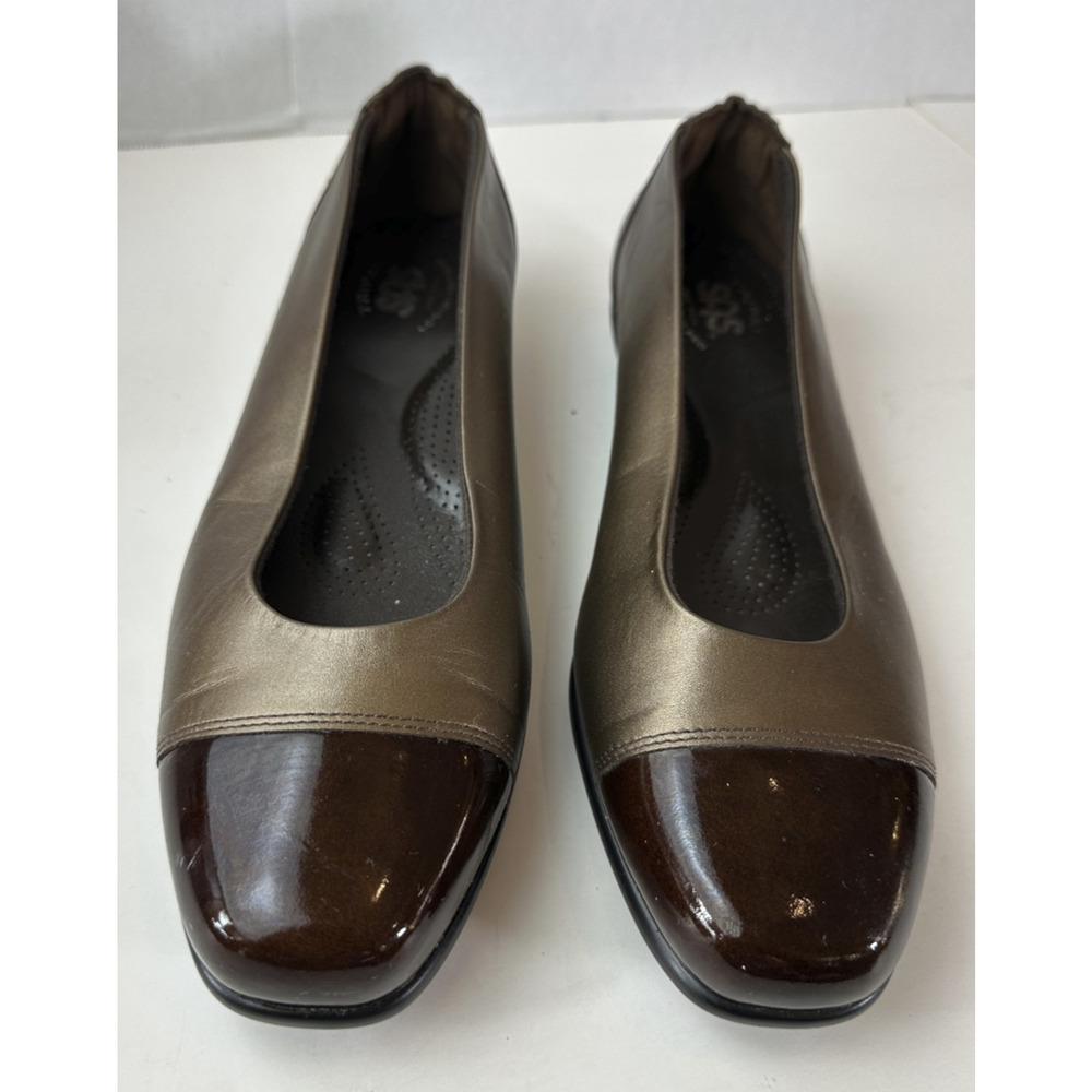 SAS Coco Slip On Flat Loafer Shoes Patent Leather Cap Toe Bronze 10 N Narrow - Picture 14 of 15